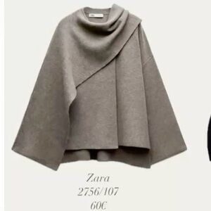Zara Brown Scarf Poncho Sweater